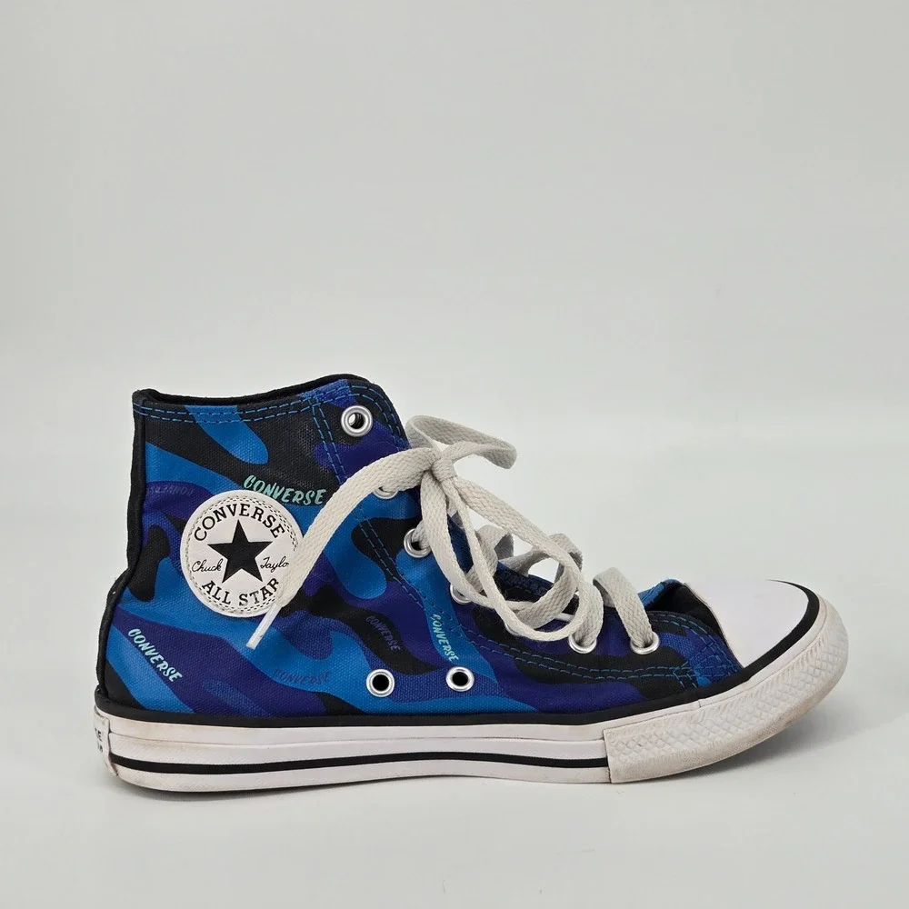 Converse Chuck Taylor All Star High Top Blue Camo Youth Sneakers Size 3